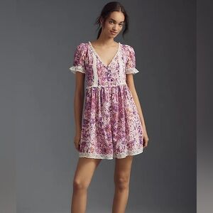 Anthropologie Lace Trim Baby Doll Romper